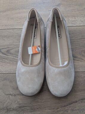 Propet Suede Ballet Flats in Light Taupe